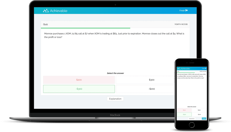 Screenshot of Achievable AMC review quiz
