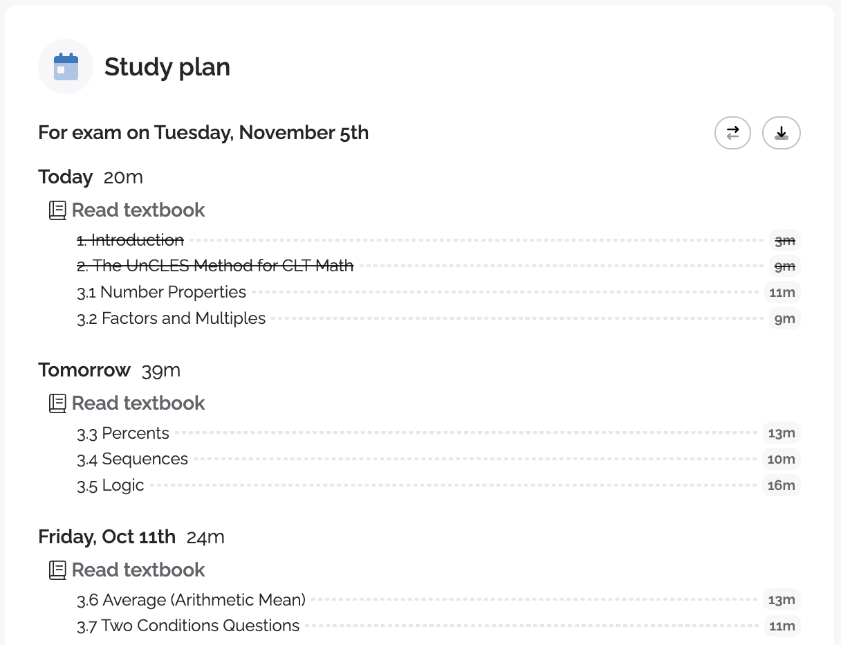 Screenshot of Achievable Life and Health Insurance study planner