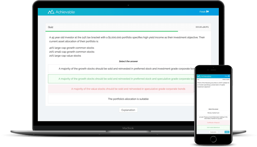 Screenshot of Achievable USMLE Step 1 review quiz
